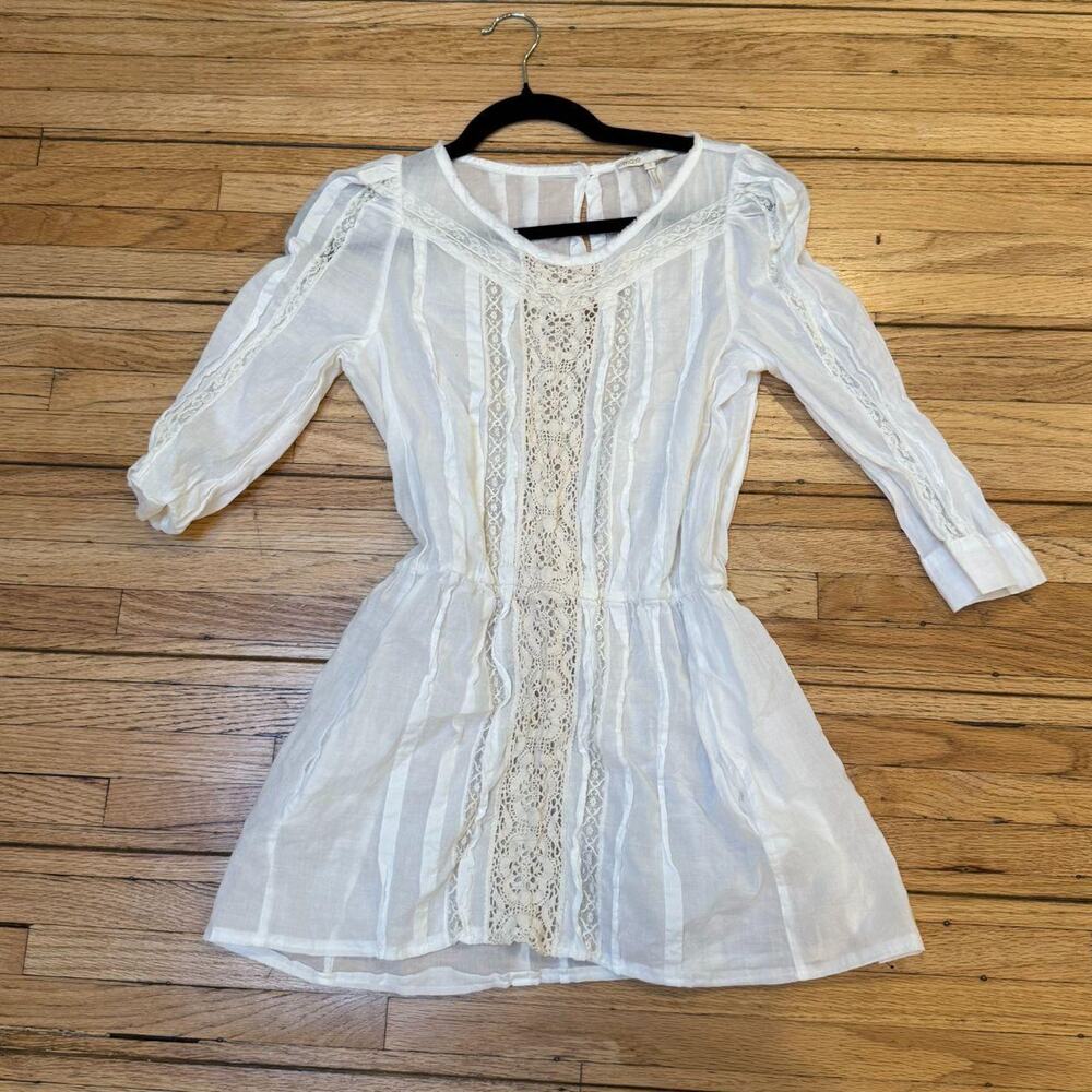 Maje white sheer lace long